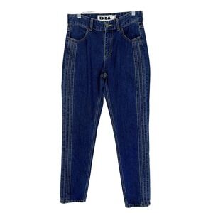 Enda Blue Mom Tapered Casual Curvy Modern Stylish Y2K Mid Rise Jeans Pants 27